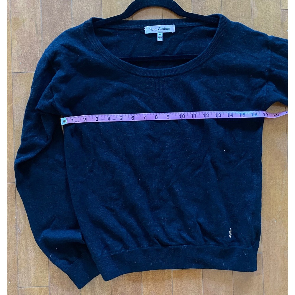 Juicy Couture Sweater Women's XS Black Cashmere Round Neck Long Sleeve Sweater - Picture 8 of 9